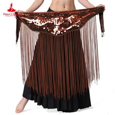 Belly Dance Hip Scarf Women Sequin Long Tassel Waist Chain Belt Tribal Hip