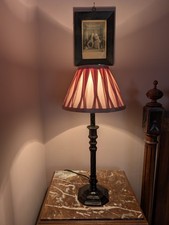 Vintage Laura Ashley Antique Distressed Candlestick Style Column Base Lamp Metal