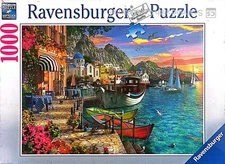 Ravensburger 1000 Piece Puzzle – Mediterranean Coastal Village with Boats