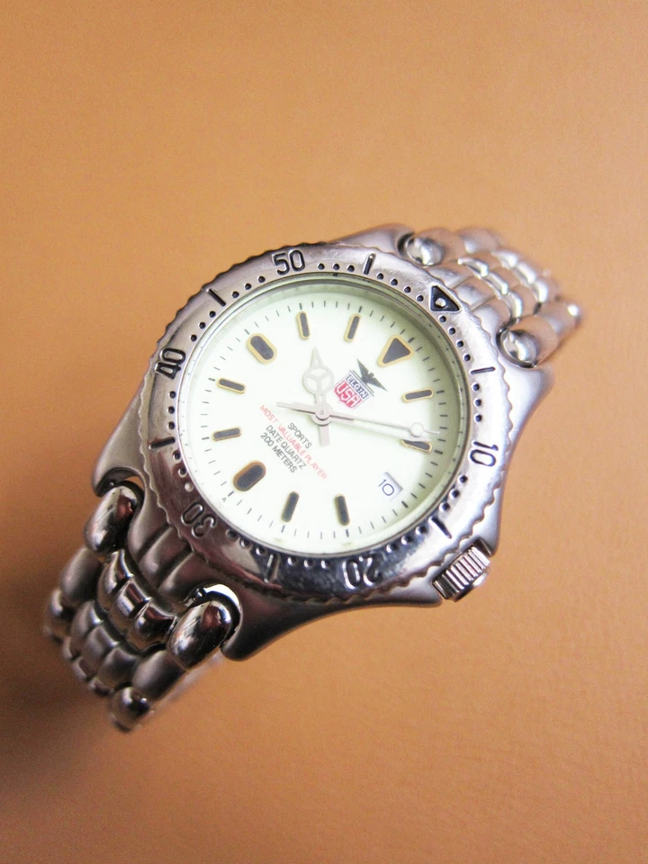 Reloj de buceo ELGIN FK-376-A para hombre todo acero inoxidable 20 barras con esfera Full Lume’s Foto 3 de 4