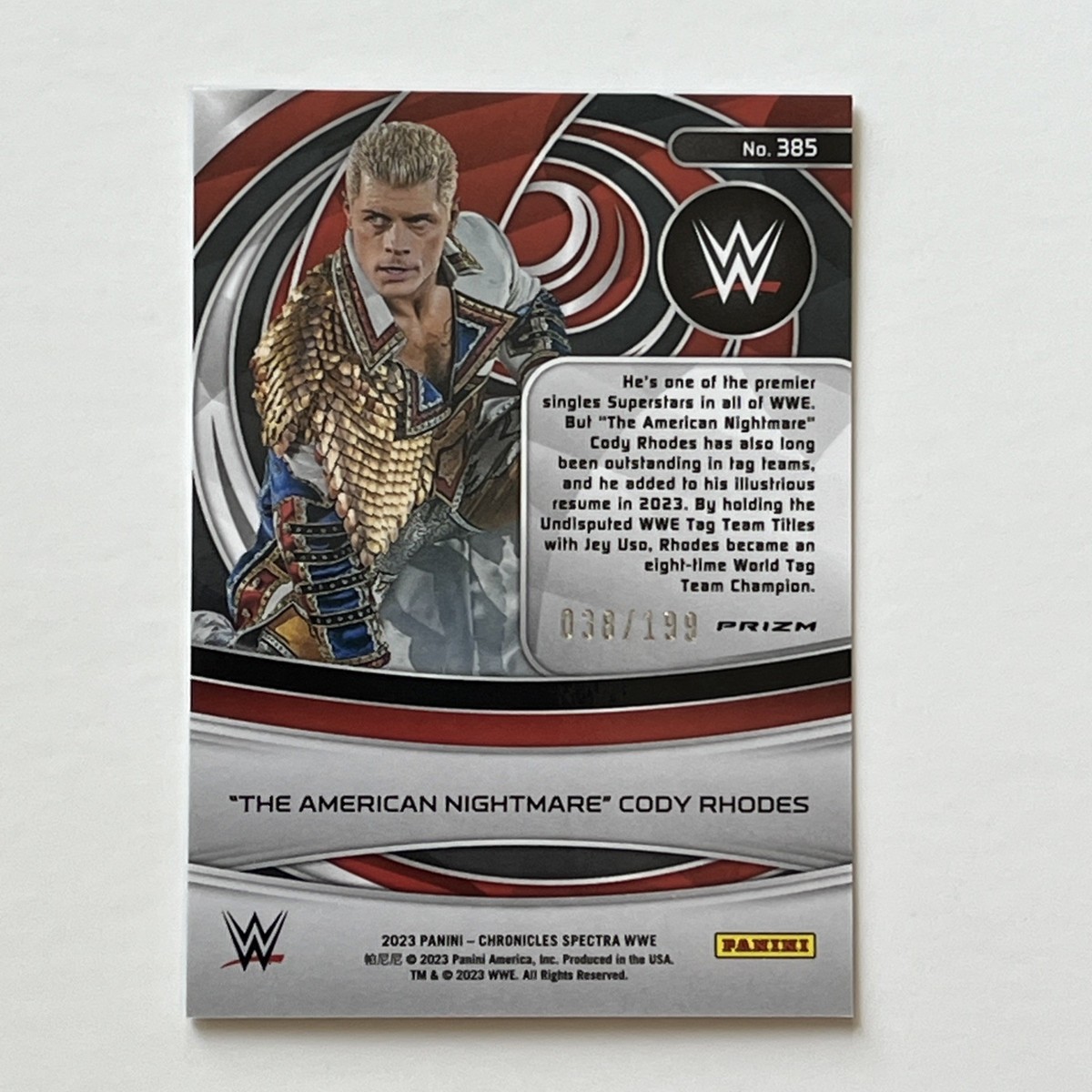 2023 Panini Chronicles WWE - Spectra Cody Rhodes #385 Red Prizm