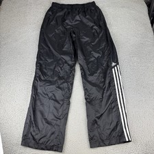 Vintage Y2K Adidas Windbreaker Pants Black White Stripe Mens XL Baggy Mesh-Lined