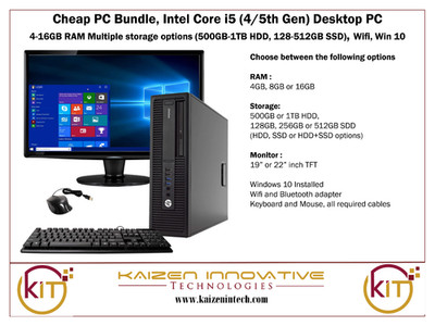 Günstiges PC Bundle, Intel Core i5 (4./5. Gen), RAM / Speicheroptionen. Wifi, Win10