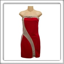 TCEC Strapless Tube Bandage Bodycon Mini Dress Red Tan Size Medium
