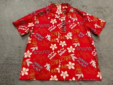 NWT Barefoot In Paradise Red Floral Print Hawaiian Shirt Men's XL Short Sleeve