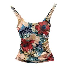 Athleta Women's Square Neck Bra Cup Floral Print Swim Tankini Size 32 B/C