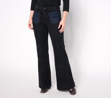 Peace Love World Regular Patch Pocket Flare Jeans MiamiNightsBlk 8 New