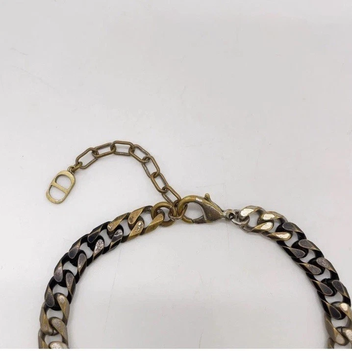 Auténtica pulsera de eslabones de cadena Dior CD Icon plateada y negra 18,08 g con caja RT100015 Foto 4 de 4