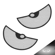 2 PCS Car Reflective Stickers, Semicircular Devil Eyes Decals, 4.13" x White