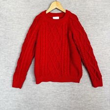 Little English Size 5 Boys Sweater Red Cable knit Fisherman Christmas Holiday