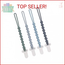 4-Pack Silicone Pacifier Clips with One-Piece Beads for Baby Boys and Girls - Fl