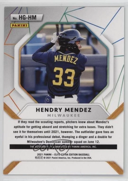 2021 Panini Elite Extra Edition Hidden Gems Black Hendry Mendez #HG-HM Auto - Image 2 of 2