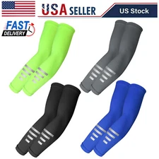 2 Pairs Cooling Arm Sleeves Cover UV Sun Protection Outdoor Sports For Men Women