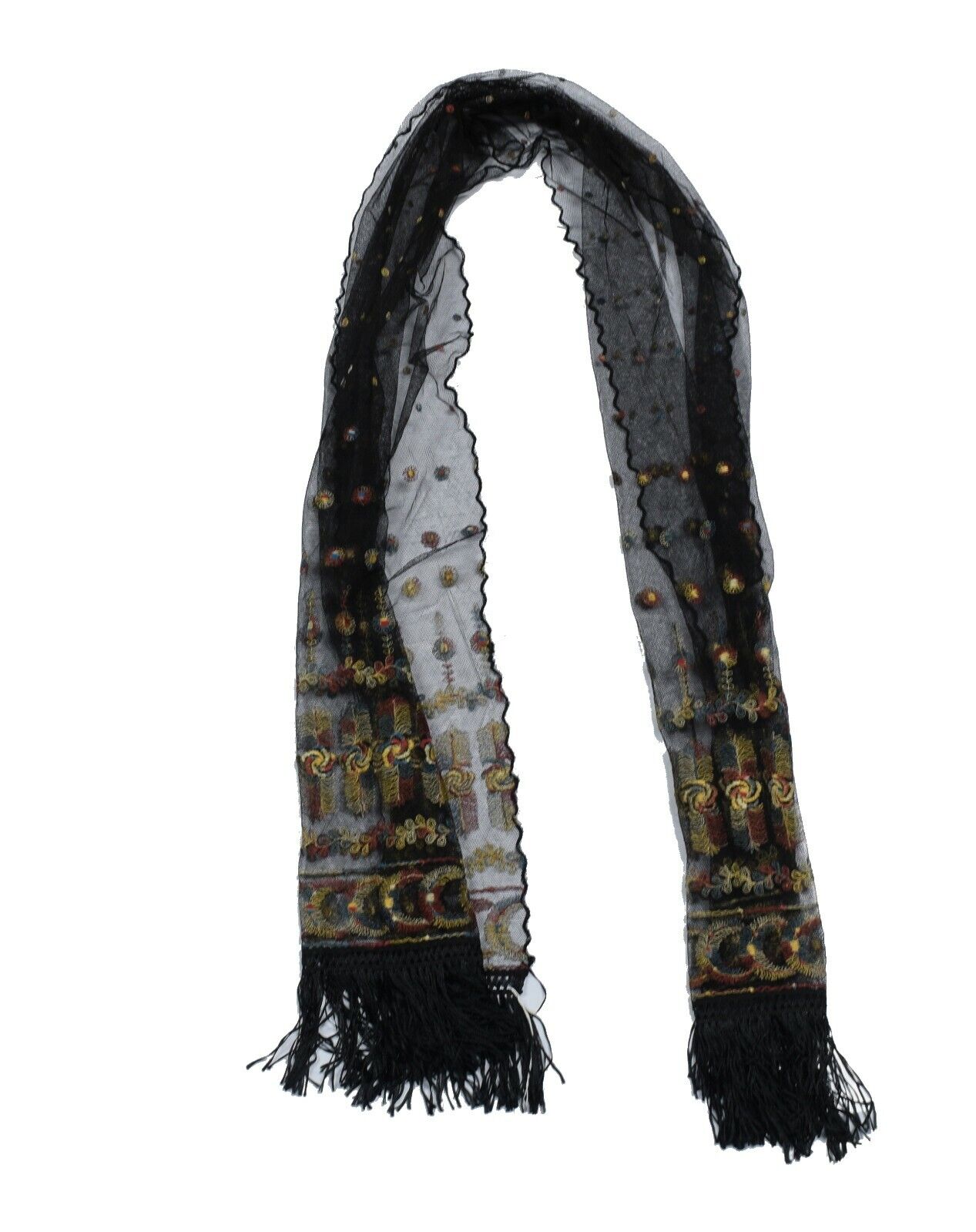 20'S Embroidered Fringed Max 41% OFF latest Scarf Gold Black £ 85