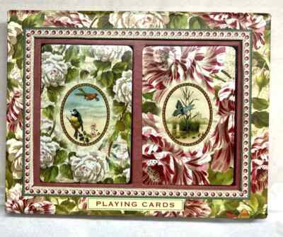 2 Decks Playing Cards Shabby Rose Punch Studio Used with Case Complete
