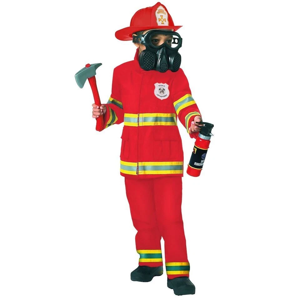Мальчики красный пожарный костюм шлем маска инструменты Kids пожарного пожарного униформа - Изображение 2 из 4