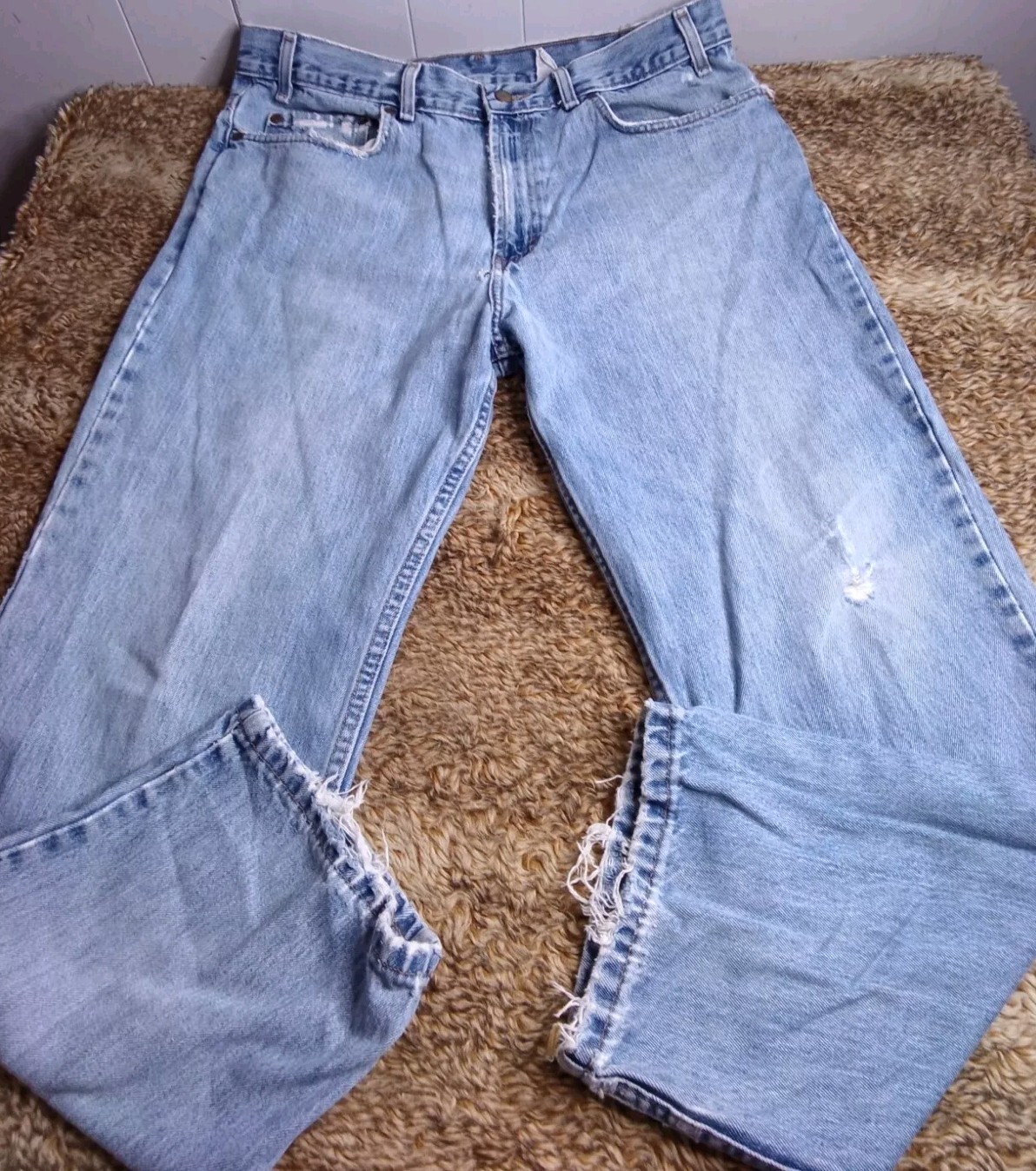 Vtg 90s Kirkland Signature Light-wash Distressed Denim Jeans Men's Size 36×30