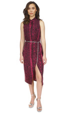 Michael Michael Kors Chain Belt Sleeveless Dress Deep Fuchsia Size M