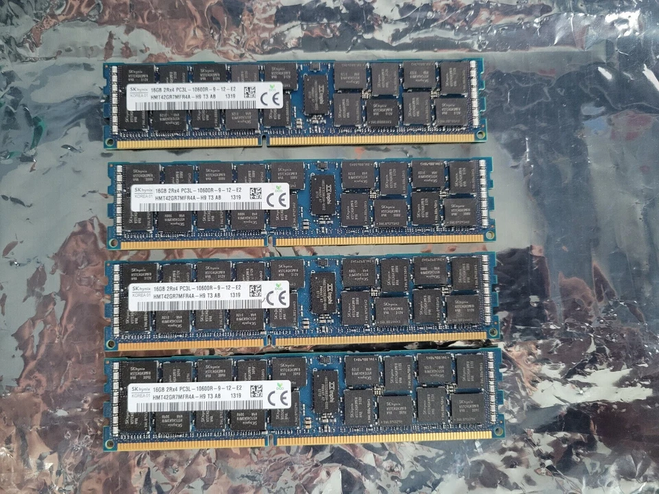 Hynix 64 Go (Lot De 4 X 16 Go) Hynix PC3-10600R HMT42GR7MFR4A ECC RAM Serveur - Photo 1/1