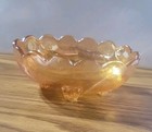 Vintage Jeanette Flora Amber Iridescent Carnival Glass Small Candy Dish bowl — photo 2