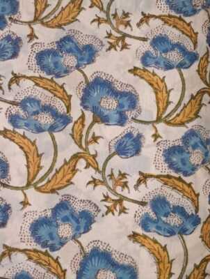 Indian Handmade Hand Block Print Running 100% Cotton Voile Fabric By The Yard