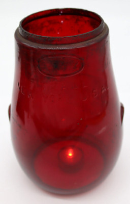 Vintage rote Glaslaterne Ersatzkugel Dietz Fitzall N.Y. USA Patd. 3-10-14