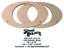 6x9" MDF Speaker / Spacer Ring MDF-6X9 .25 5.75" One Pair Made in USA