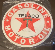 TEXACO Gasoline Filling Station 12" diameter Metal Sign 