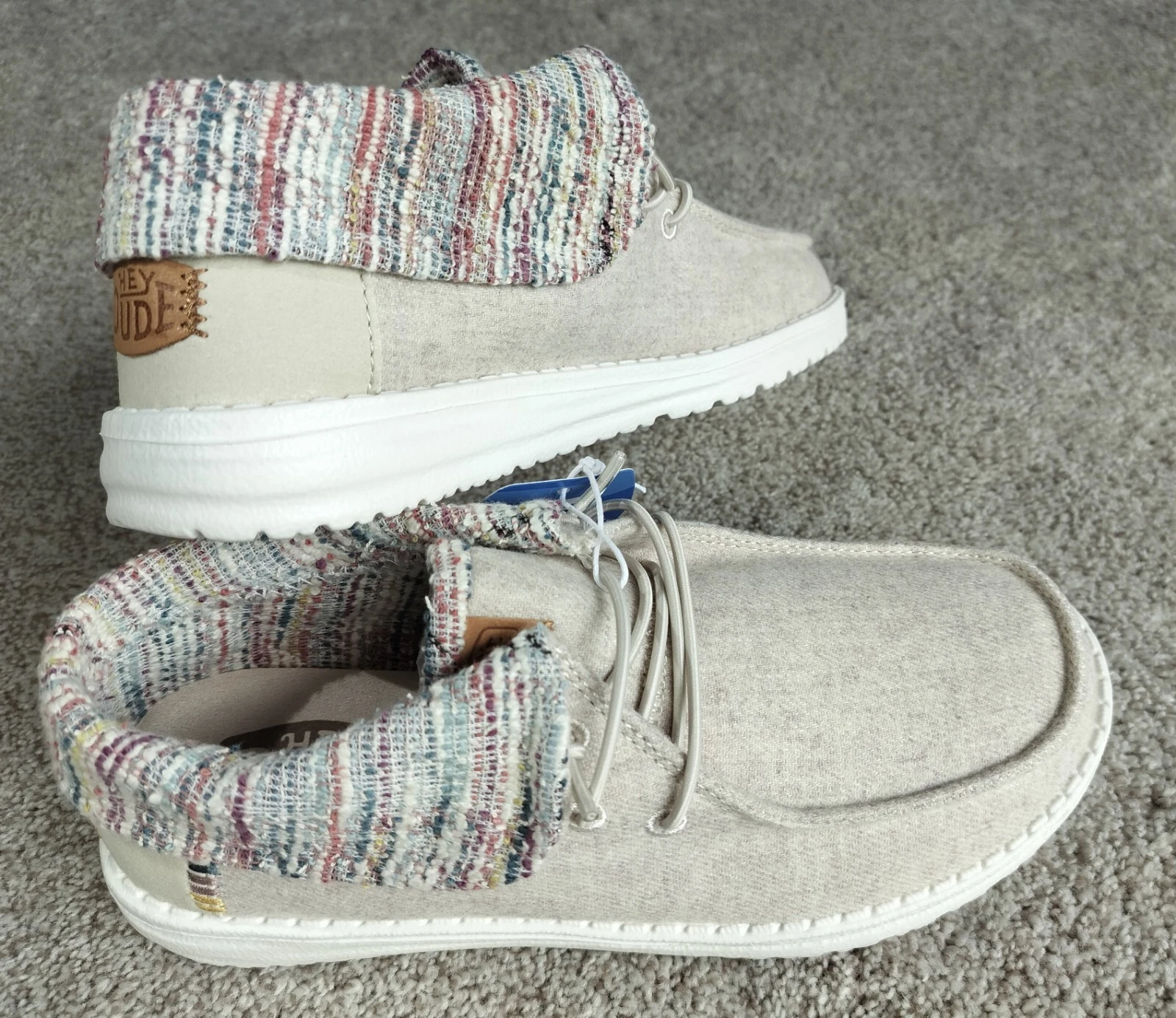 Hey Dude Women Size 7/7.5 Wendy Fold Baja Boot Slip On Casual Shoes Cream Beige