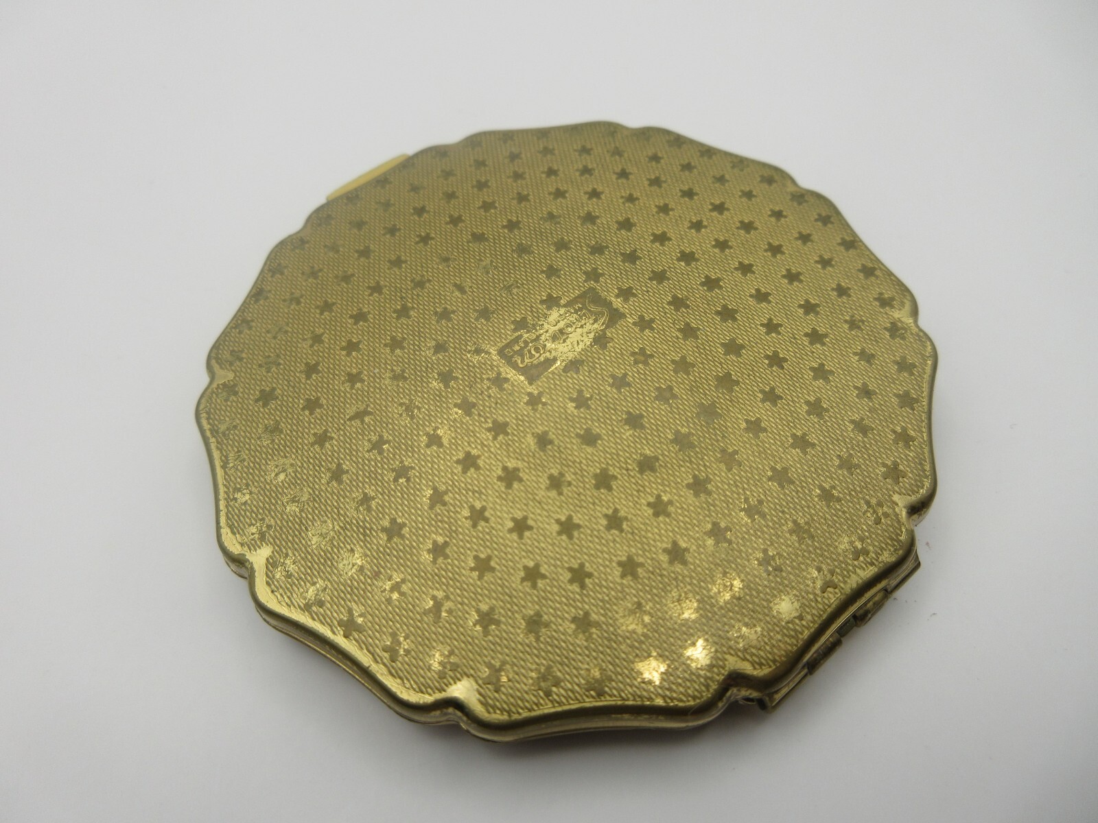 Vtg Stratton England Burgundy Floral Rose Powder Compact w/ Mirror Gold UK