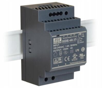 Mean Well HDR-60-15 60W 15V 4A Hat Rails Power Supply DIN-RAIL