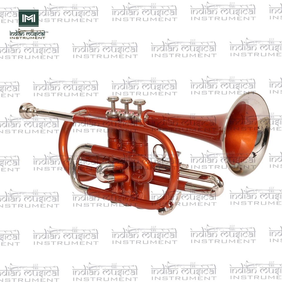 Corneta de latón 3 válvulas paso Bb boquilla lisa guantes estuche instrumentos musicales Foto 4 de 4