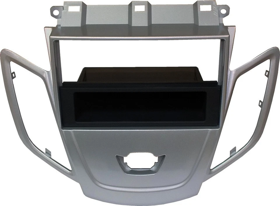 MASCHERINA AUTORADIO 1 DIN FORD FIESTA DAL 2009 IN POI ADATTATORE UN DIN SILVER - Immagine 2 di 2