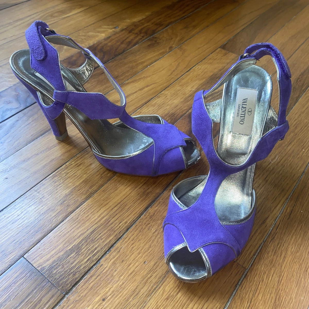 Escarpins RED VALENTINO En Daim Violet - Plateforme Et Talons Aiguilles - Taille 36 US 6 - Occasion