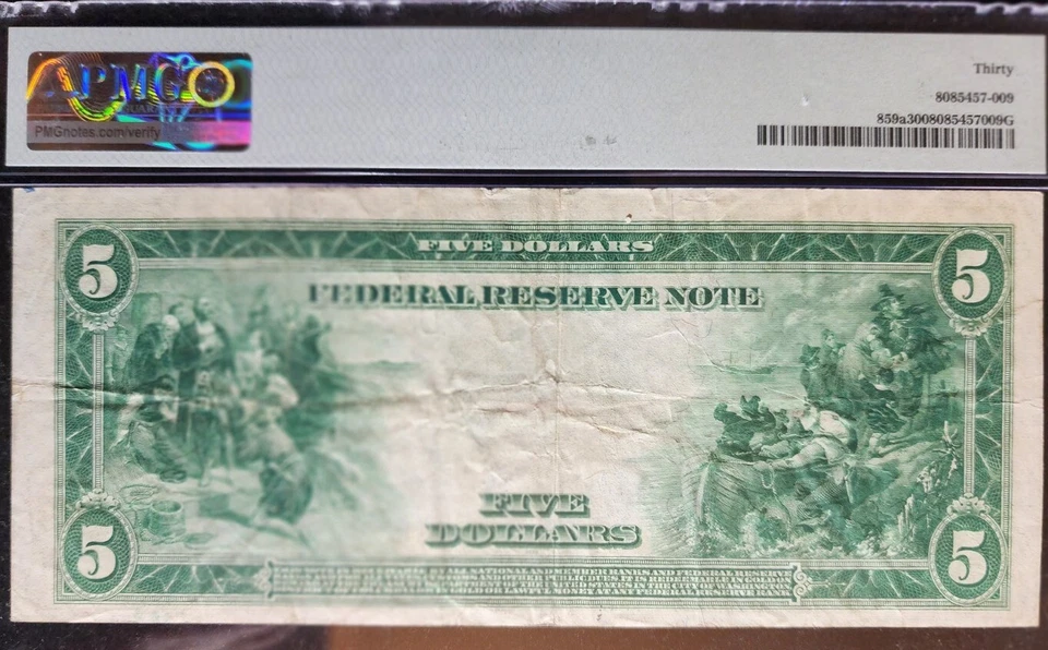 FR. 859a $5 1914 Federal Reserve Note Cleveland PMG VF30. Our T2799 - Image 2 of 4