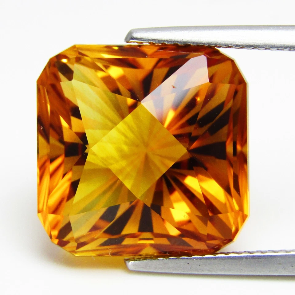 18.15Ct Natural Sparkling Nice Square Checker Cut Citrine Loose Gemstone Ref VDO Foto 2 de 4