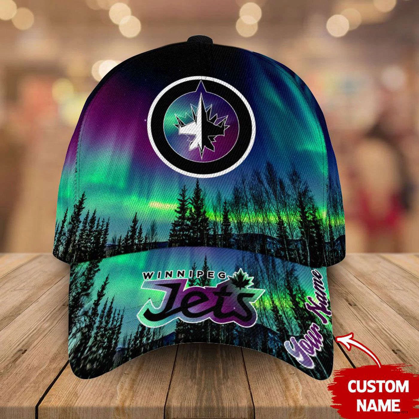 Personalize Winnipeg Jets Baseball Cap Northern Lights Hockey Hat Gift