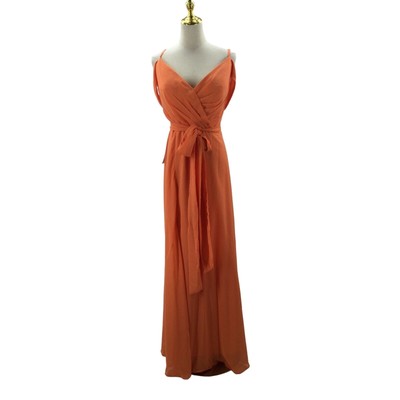 FORMAL PARTY SZ 16 2X plus orange cold shoulder faux wrap maxi dress NWT 0B8