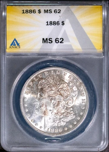 1886 $1 Silver Morgan Dollar MS 62 ANACS # 7506355 + Bonus