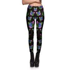 Women Casual Legging Colorfull Cat Head Printed Legging S M 2XL Lgs3736