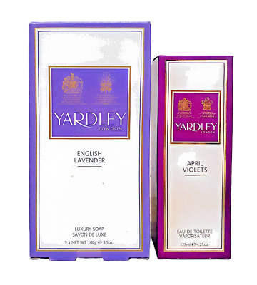 Yardley Of London April Violet Eau de Toilette & Luxury Soaps 3x3.5Oz ...