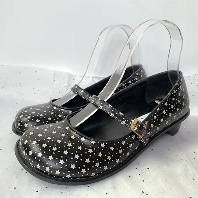 Very Volatile Black Vegan Leather Chunky Style Star Print Mary Janes  Size 6.5