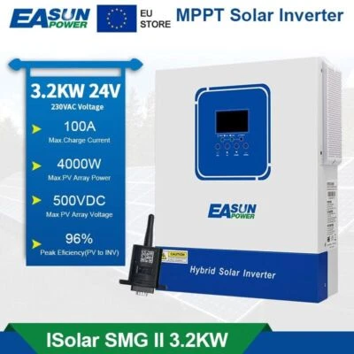 EASUNPOWER Inversor solar 3.2KW Inverter Off Grid 24V 100A MPPT cargador?t WIFI UPS DE