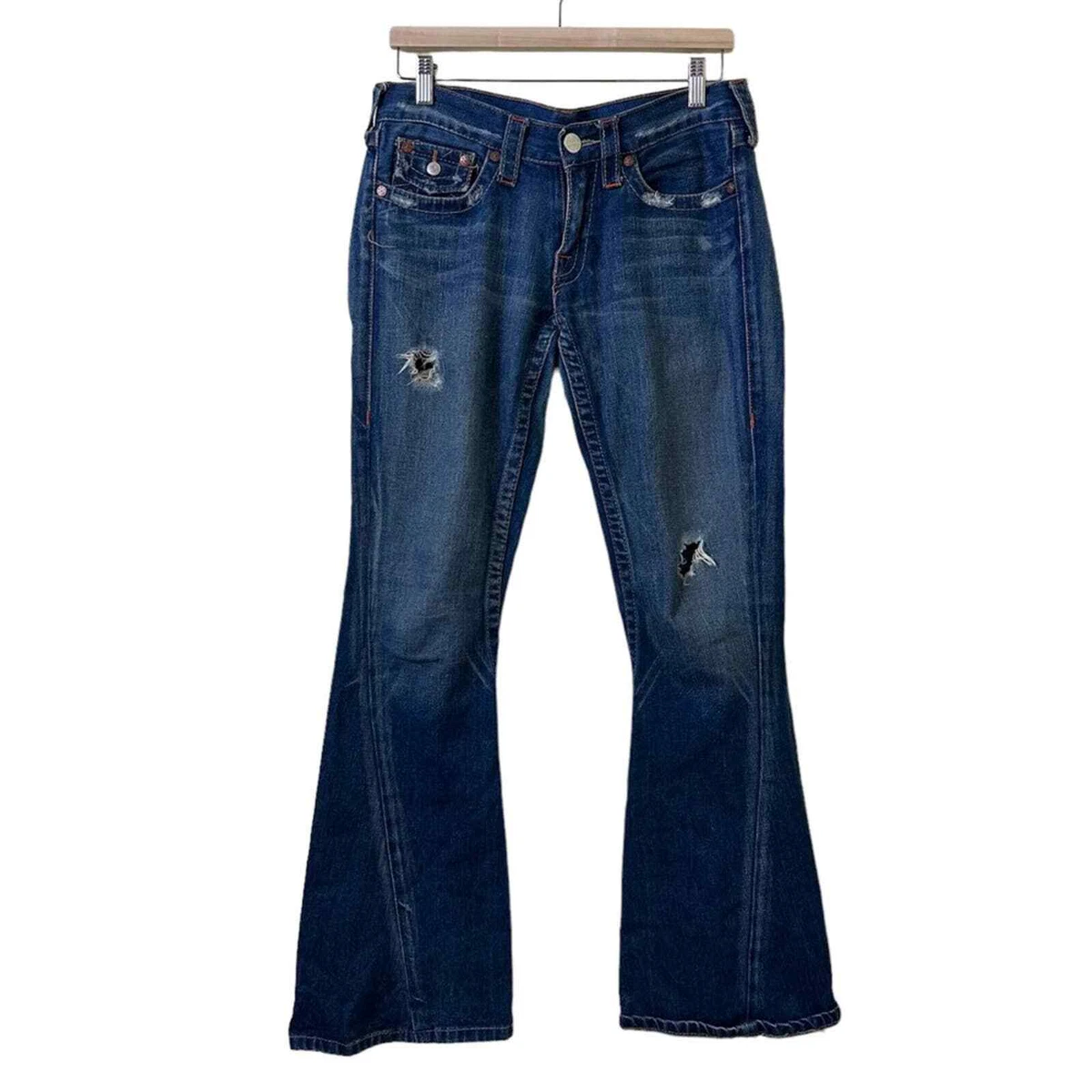 True Religion EMBROIDERED POCKET Joey Jeans Flared Bootcut SZ W28