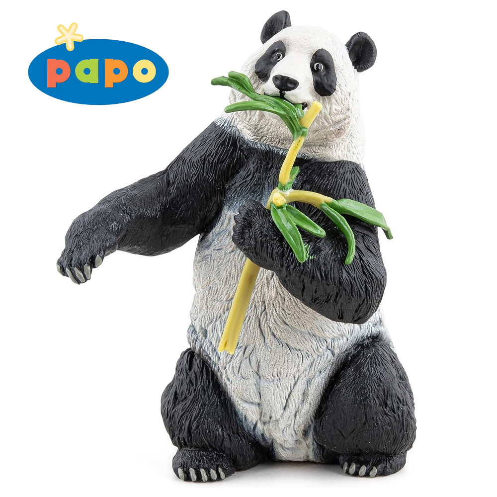 PAPO 50294 PANDA CHE MANGIA BAMBOO ANIMALI DA COLLEZIONE ANIMALE CON BEBE'