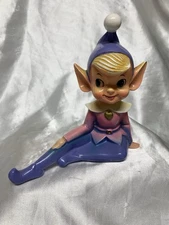 Norleans Vintage Ceramic Pixie Elf Pink Purple MCM 1950s Ceramic Figurine Japan