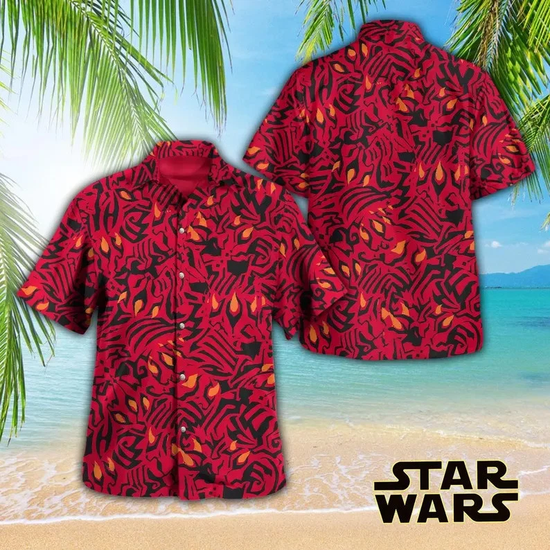 Disney Star Wars Galactic Empire Darth Vader Tropical Red Hawaiian Shirt
