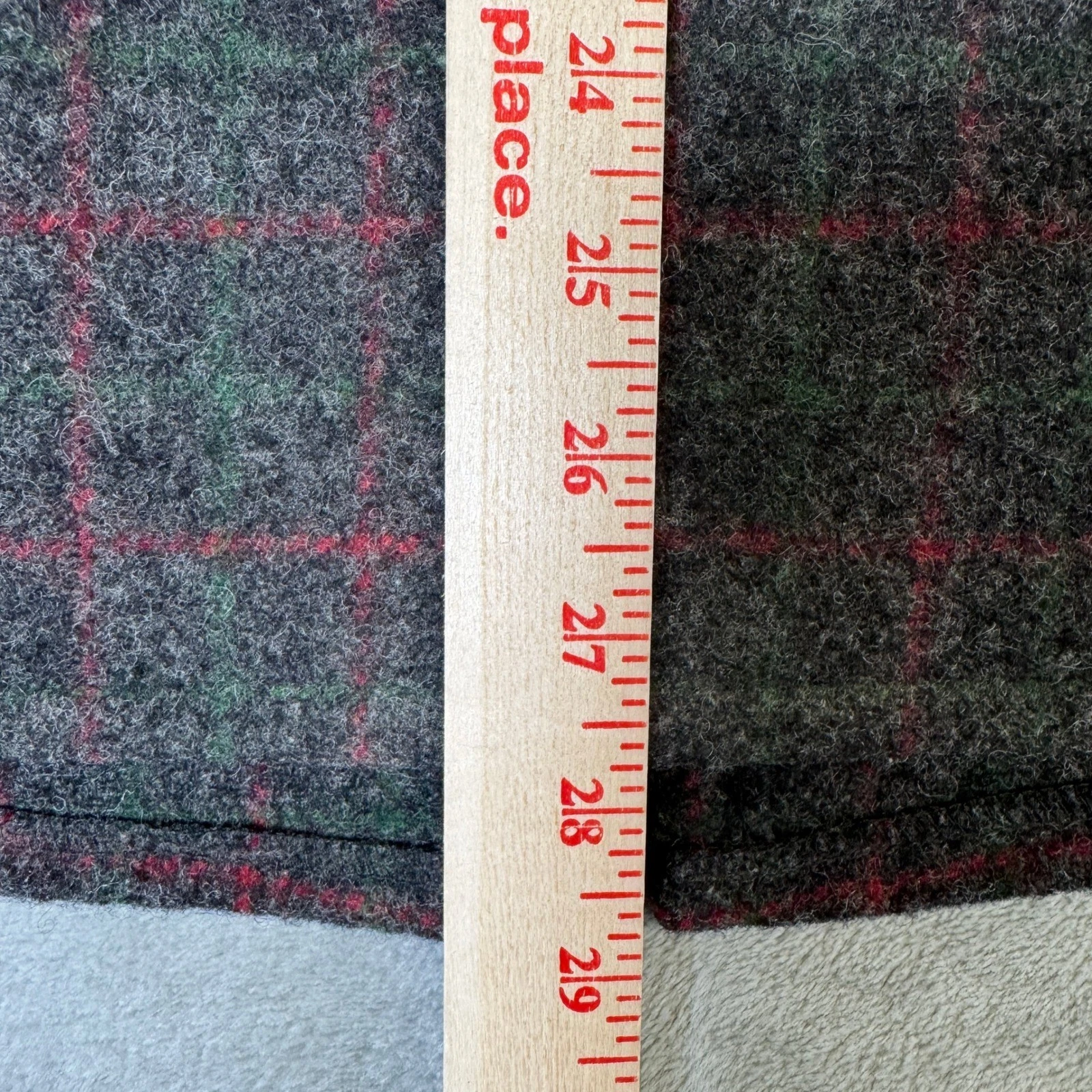 Johnson Woolen Mills Adirondack Plaid Wool Jacket Gray Red Green 10115 Large - product detail image 14
