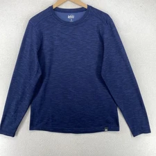 REI Shirt Mens M Base Layer Fleece Lined Wicking Midweight Long Sleeve Blue