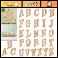 3D Wooden Block Letters for Crafts  Decor - 52 Paintable Brown Letters, Thick W